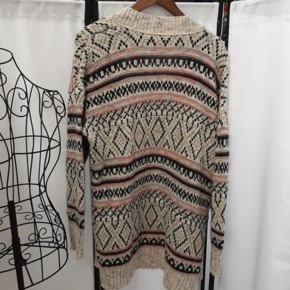 Cozy Boho Fair Isle Open Front Cardigan - Free People Vibes - Hard to Find - Picture 7 of 8